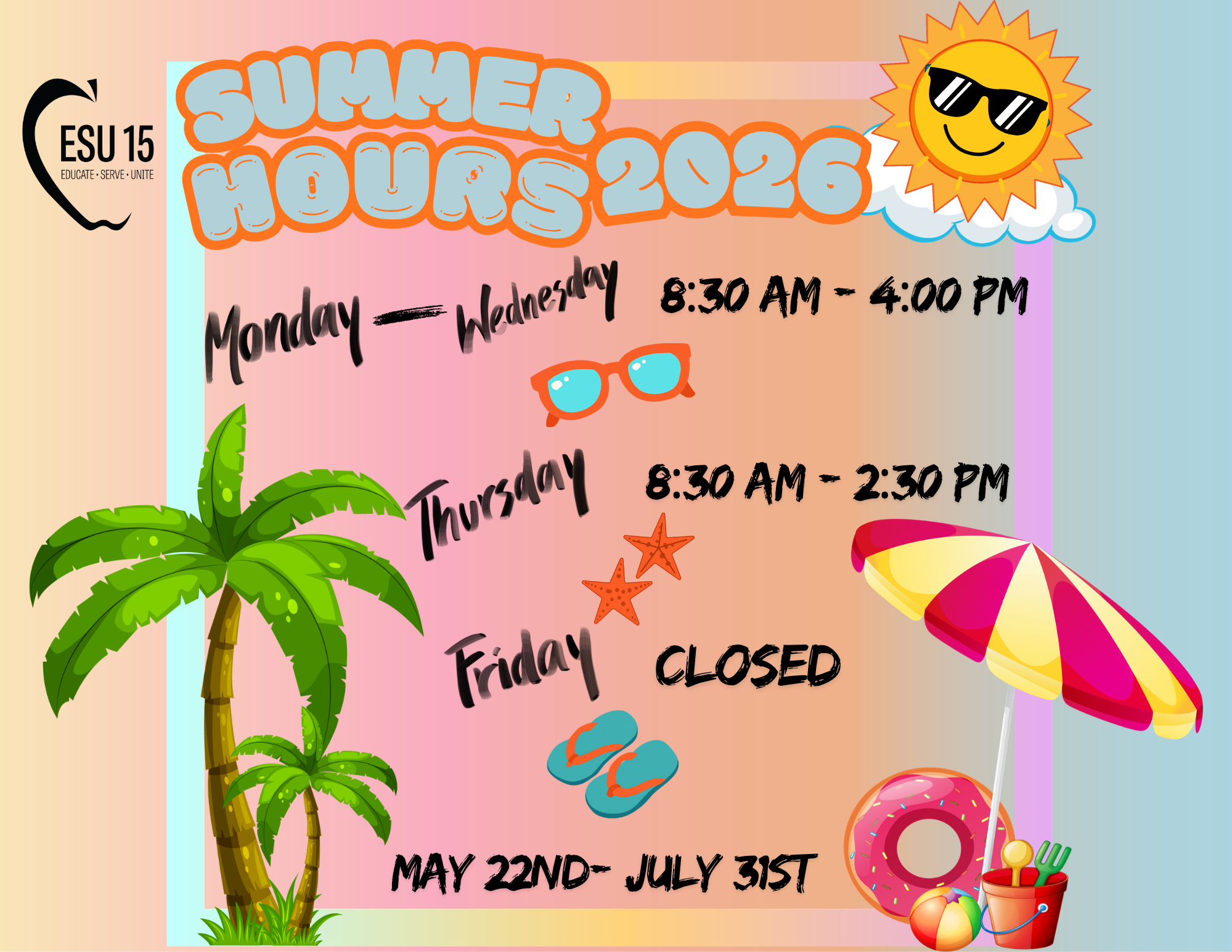 ESU 15 Offices - Summer Hours